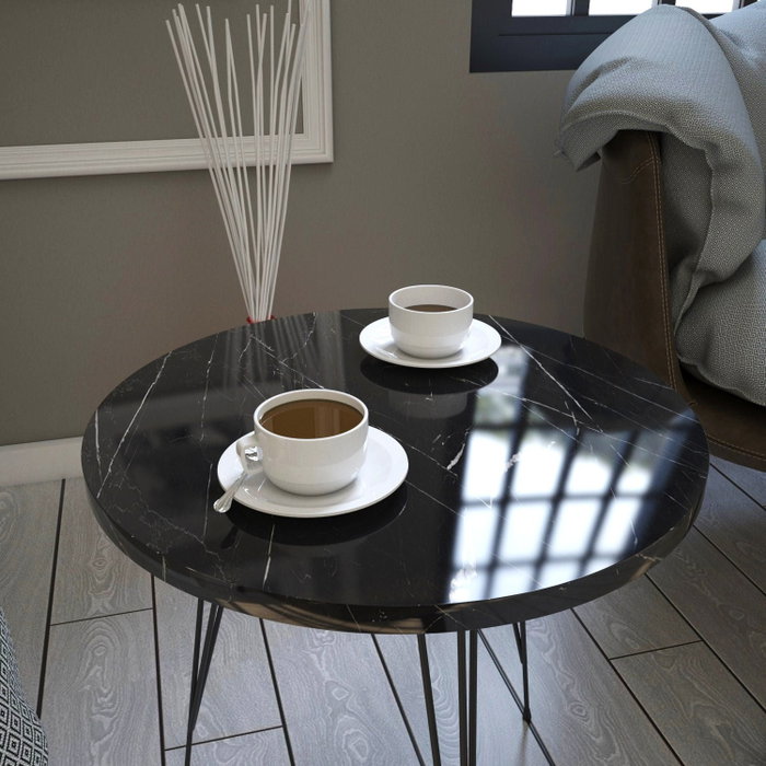 Hanah Home Royal Mesa Auxiliar Blanca y Negra 40x44x40cm